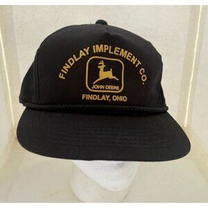 Vintage John Deer Findlay Implement Co Snapback Rope Bill Hat Black